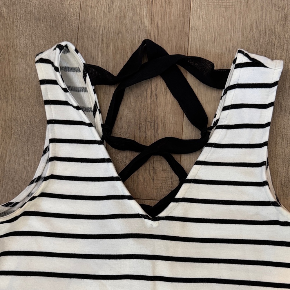 Striped Black and White Kids Dress - Picture 4 of 12